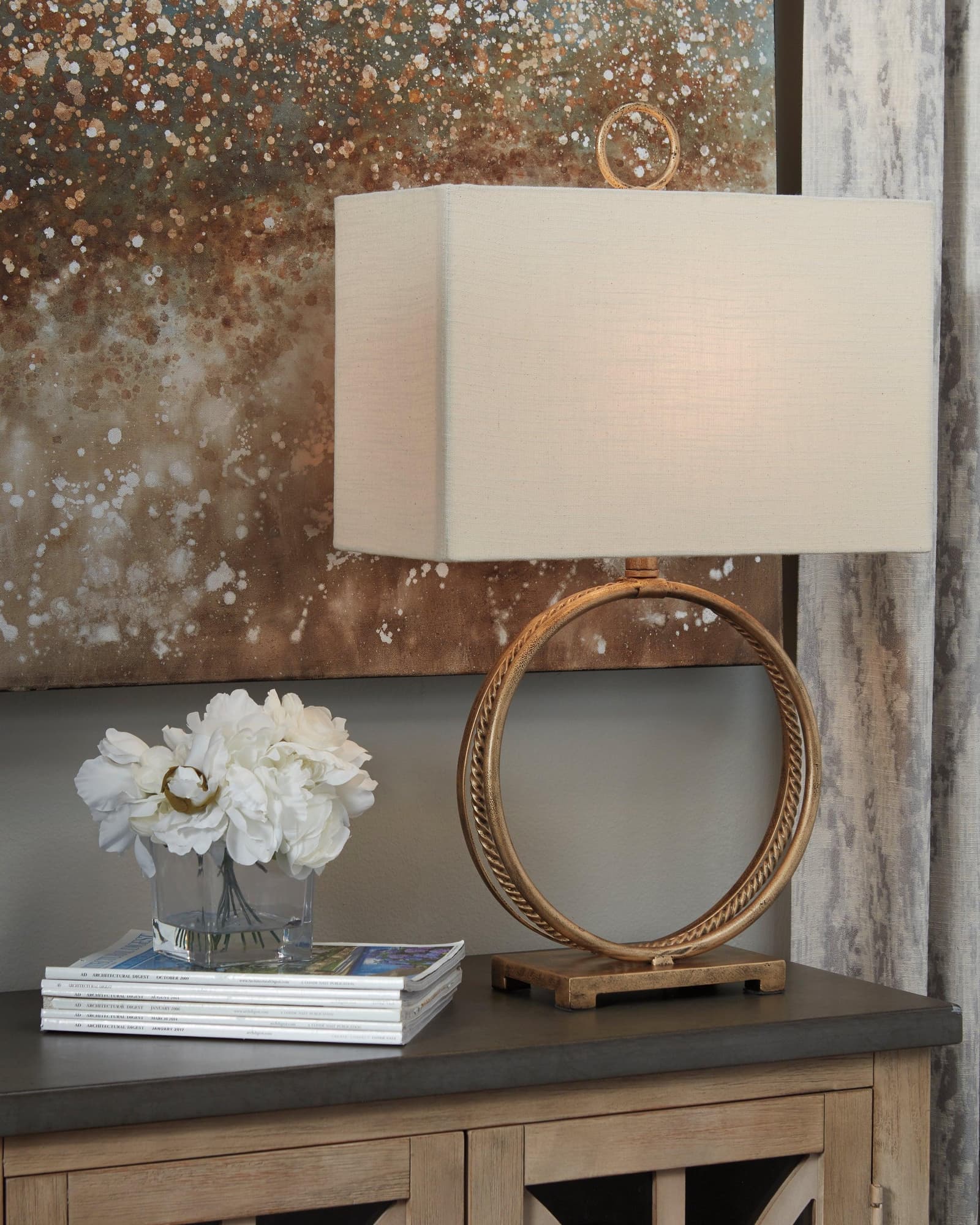 Mahala Antique Gold Finish Table Lamp front view