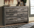 Wynnlow Gray Dresser front view showing six drawers
