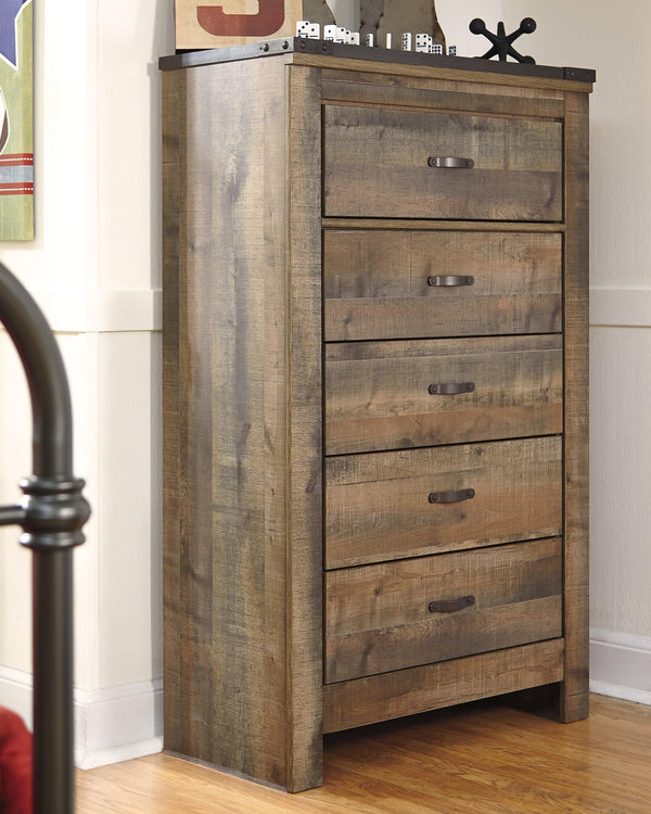Trinell Rustic Brown Chest of Drawers, front angle