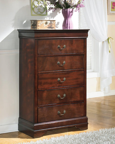 Alisdair dark brown chest of drawers angled view