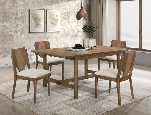 main view of Crestmore Brown Rectangular Dining Room Set dining table with chairs
