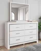 Altyra White Dresser with mirror angled view