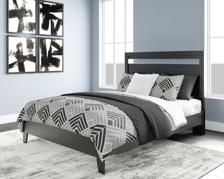 Finch Queen Panel Platform Bed black and brown front angle