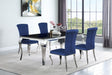 Main view of Carone Black Blue 81-inch Rectangular Glass Dining Set with table and 4 chairs