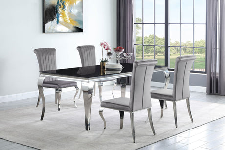 Main view of Carone Black Grey 81-inch Rectangular Glass Dining Room Set with table and 4 chairs