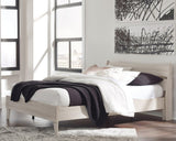 Socalle Natural Oak Queen Panel Platform Bed front angle view