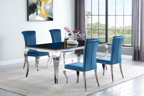 Main view of Carone Black Teal 81-inch Rectangular Glass Dining Room Set