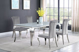 Carone white gray rectangular glass dining table with four side chairs main view