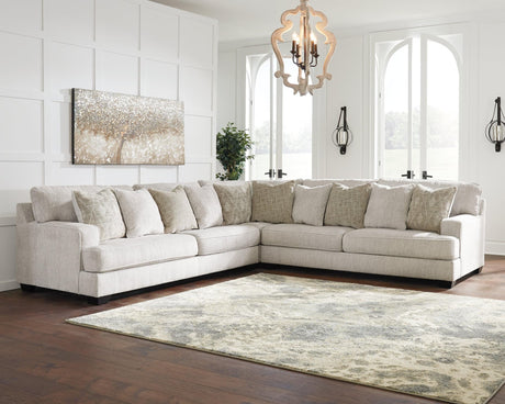 Rawcliffe Parchment Chenille 3-Piece Sectional sofa front view