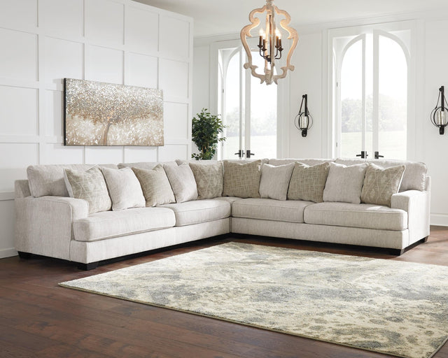 Rawcliffe Parchment Chenille 3-Piece Sectional sofa front view
