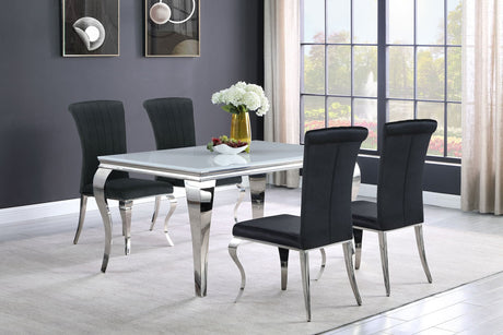 main view of Carone White Black II 81-inch Rectangular Glass Dining Room Set