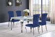 Carone White Blue II 81-inch rectangular glass dining room set main view
