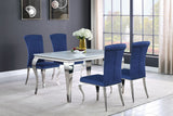 Carone White Blue II 81-inch rectangular glass dining room set main view