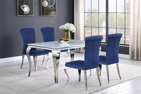 Carone White Blue II 81-inch rectangular glass dining room set main view