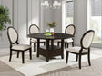 main view of Twyla Dark Cocoa 60-inch round wood dining table with four chairs