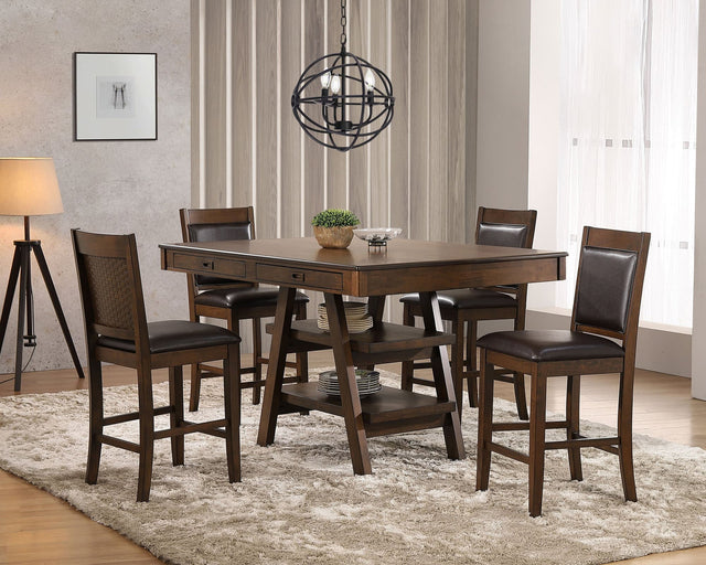 Main view of Dewey Walnut Rectangular Dining Room Set dining table and chairs
