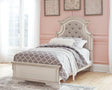 Realyn Full Panel Bed in chipped white finish - front view