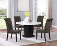 main view of Sherry Brown round marble top dining room set