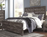 Wynnlow Gray King Crossbuck Panel Bed front view