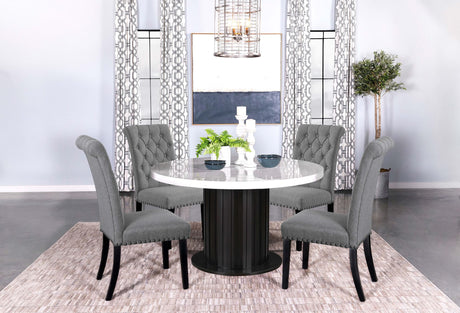 Sherry Gray Round Marble Top Dining Set main view dining room furniture