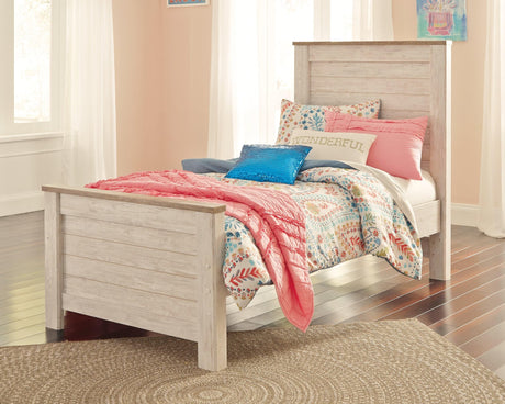 Willowton Whitewash Twin Panel Bed front view