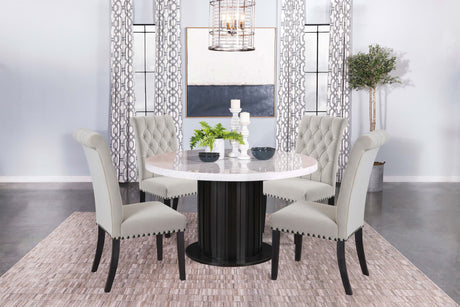 main view of Sherry Sand Round Marble Top Dining Room Set dining room furniture