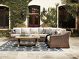 Beachcroft 4-piece outdoor seating set with beige cushions - front angle