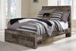 Derekson Multi Gray Full Panel Bed front view with storage drawers