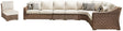 Beachcroft Beige 6-Piece Outdoor Sectional Seating Set front view