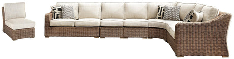 Beachcroft Beige 6-Piece Outdoor Sectional Seating Set front view