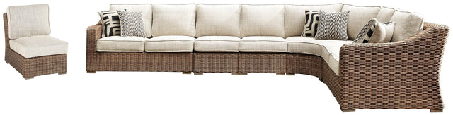 Beachcroft Beige 6-Piece Outdoor Sectional Seating Set front view