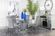Main view of Ellie Grey Mirrored Pedestal Dining Room Set dining table and chairs
