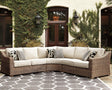 Beachcroft Beige 3-Piece Outdoor Sectional Seating Set angled front view