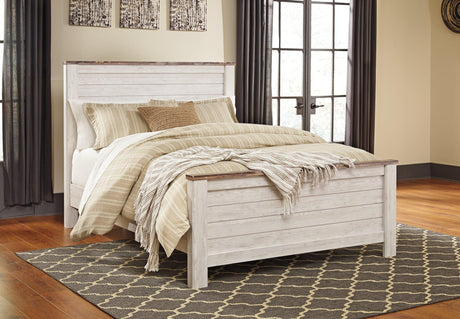 Willowton Whitewash Queen Panel Bed front view