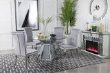 Quinn Gray Round Glass Top Mirrored Dining Room Set main view