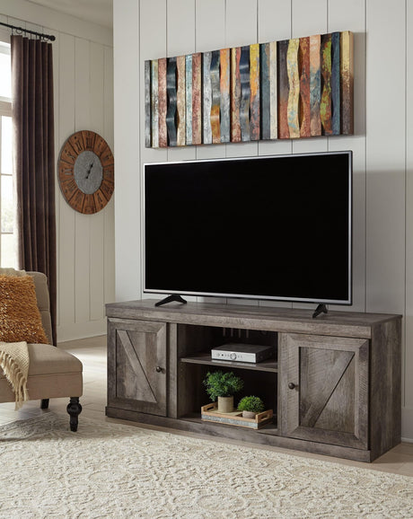 Wynnlow Gray 60 inch TV stand front angle