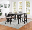 Main view of Elodie black and gray counter height dining set with extension leaf and 4 chairs