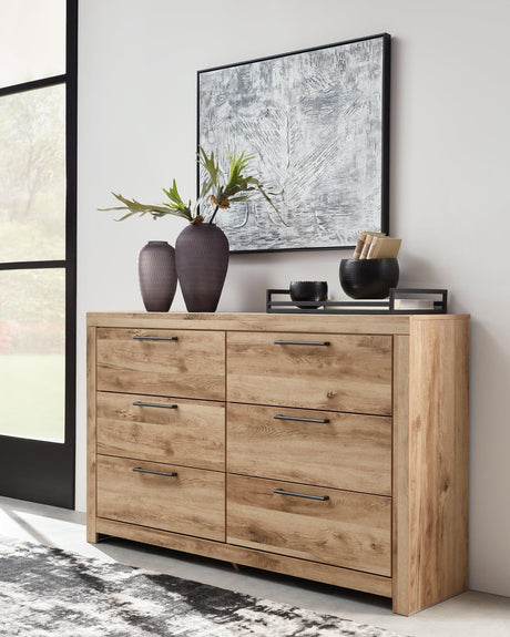 Hyanna Tan Dresser frontal view with six drawers closed