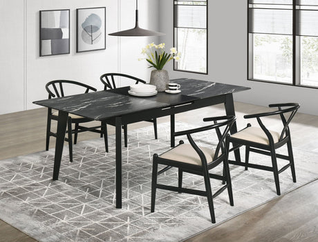 Crestmont black extension leaf dining room set main view