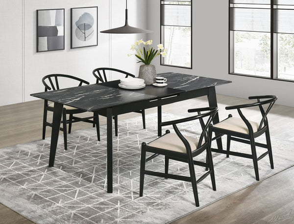 Crestmont black extension leaf dining room set main view