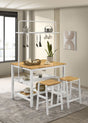 main view of Edgeworth White Kitchen Island Counter Height Dining Set
