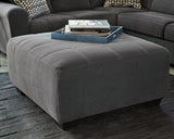 Ambee Slate chenille oversized accent ottoman, front angle