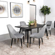 main view of Zetta black rectangular 60-inch wood dining set with table and 4 side chairs