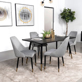 main view of Zetta black rectangular 60-inch wood dining set with table and 4 side chairs