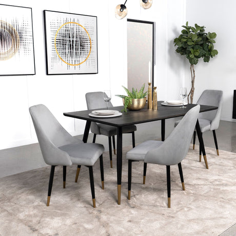 main view of Zetta black rectangular 60-inch wood dining set with table and 4 side chairs