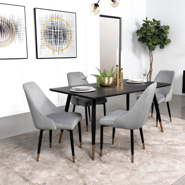 main view of Zetta black rectangular 60-inch wood dining set with table and 4 side chairs