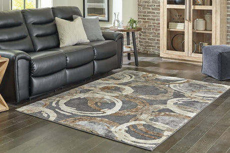 Faelyn Multi 7'10" x 9'10" rug laid flat showing abstract geometric pattern