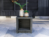 Elite Park Outdoor End Table showing side angle