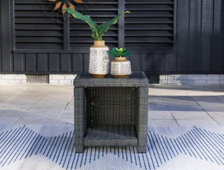 Elite Park Outdoor End Table showing side angle