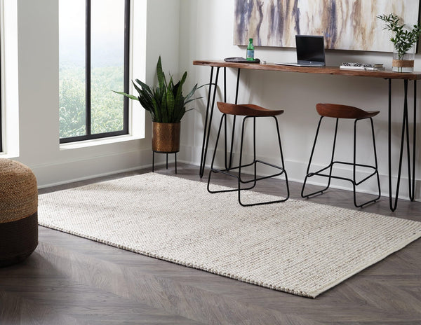 Jossick Cream Taupe 7'8" x 10' handwoven rug full view